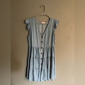 Pink lily denim dress